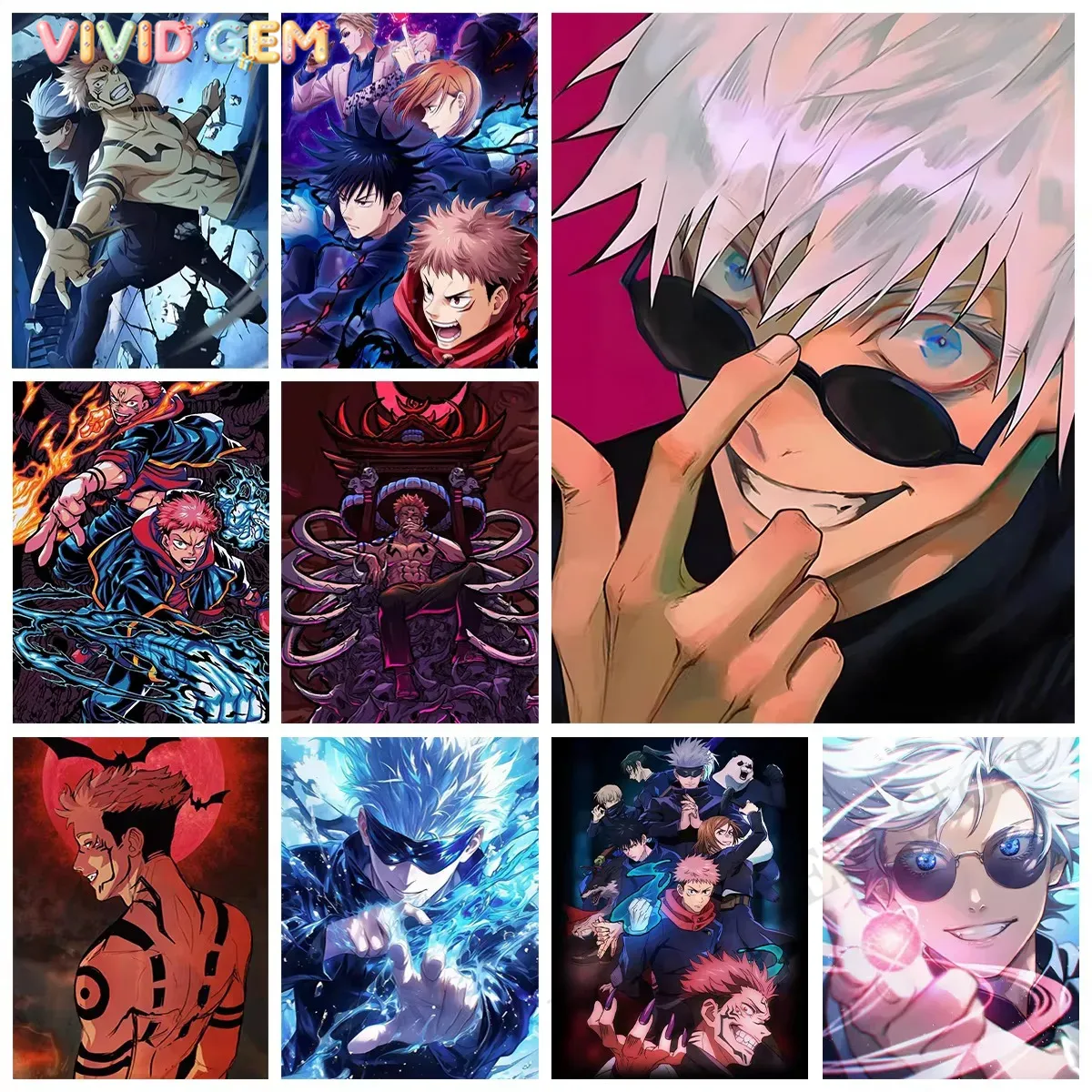 Resin Art Canvas - VIVID GEM Diamond Painting Jujutsu Kaisen