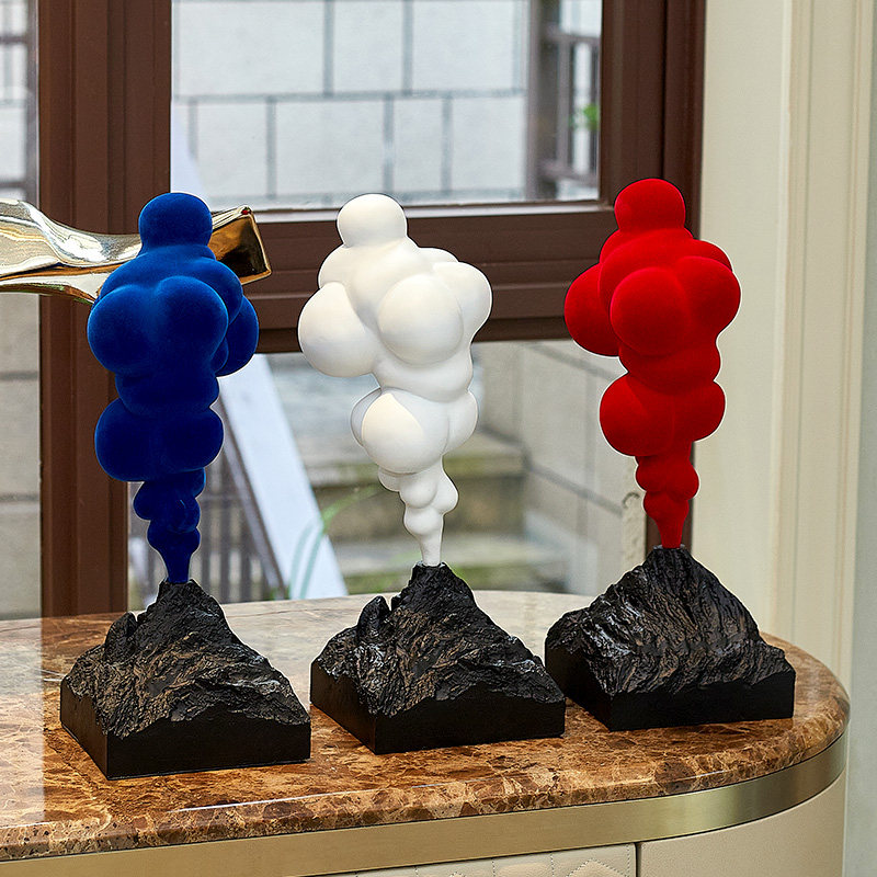Resin Art Studio - Scultura di nuvole vulcaniche astratte blu